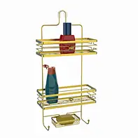 black hanging shower caddy